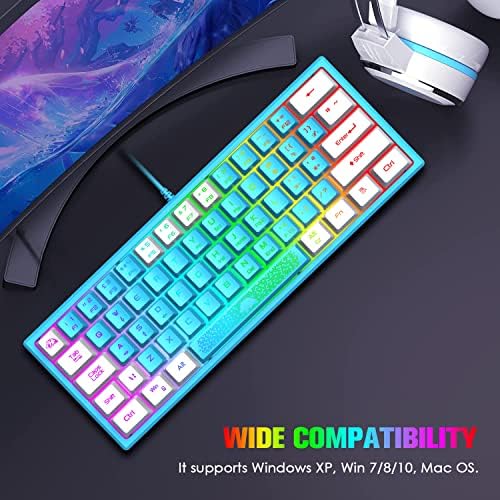 60% tastatură și Mouse pentru jocuri Combo taste Duble Color Samll RGB Backlight senzație mecanică și mecanică RGB 6400 dpi
