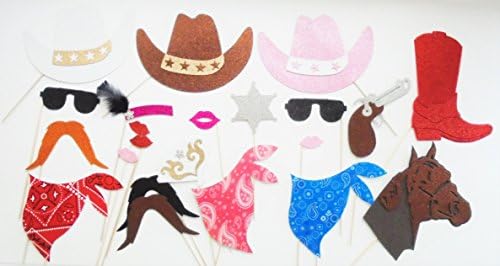 22 PC Photo Booth Party Party Mustache on a Stick Western Party Party Cowboy and Cow Girl