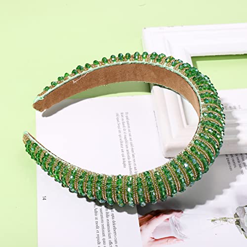 NVENF St. Patrick 's Day Headband, Lucky green Crystal Stras Headbands pentru femei Wide Bejewelled Headband St. Patrick' s