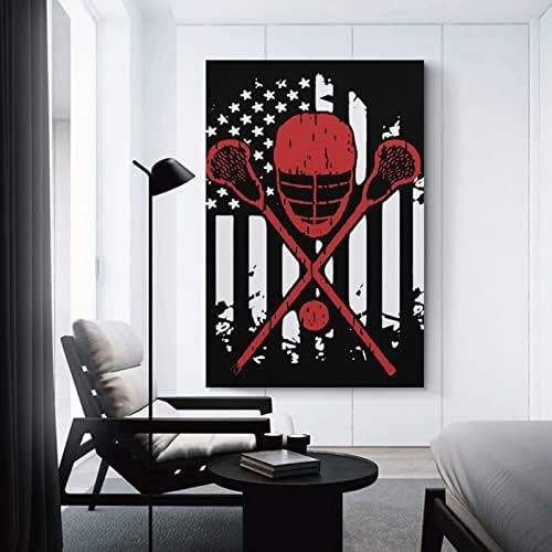 Lacrosse American Flag Picting Painting Wall Art Art Modern Artă Imagine Verticală Verticală pentru decorarea casei pentru dormitor