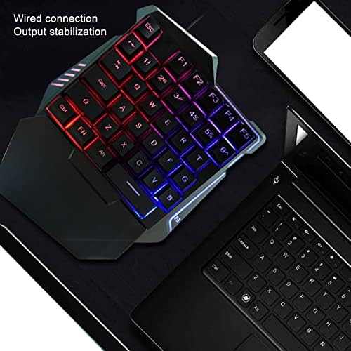 Shanrya RGB Gaming Keyboard, iluminare de fundal colorată Onehanded Gaming Keyboard 35 taste pentru Computer