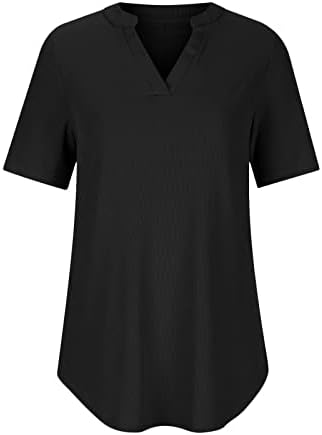 Antrenament Topuri pentru femei vrac maneca scurta vara T Shirt V-Neck Culoare bloc solid Casual Dressy Bluza T-Shirt tunica