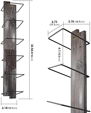 J JackCube Design Mount Wall Rustic Wood and Metal Prosop Rack 6 Tier Suport pentru raft pentru duș și prosoape de mână pentru