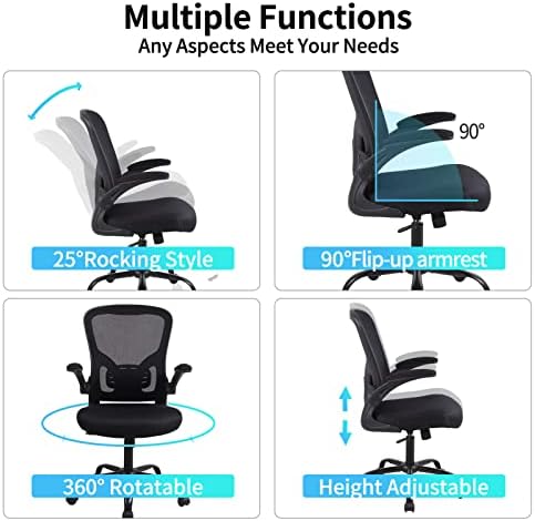 Scaun de birou Ergonomic Flysky scaun de computer pivotant din plasă respirabil, scaun de sarcină pentru suport lombar, scaune