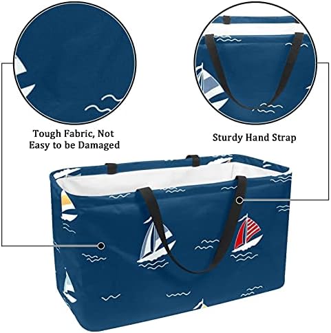 Coș de cumpărături reutilizabile navă de navă cu vele model Navy portabil Portabil Picnic Picnic Genti alimentare Coș de spălătorie