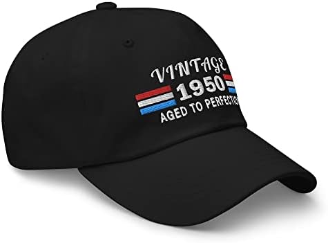 1950 72nd Birthday Brodered Dad Hat - Vintage 72 de ani, îmbrăcăminte pentru șapcă de aniversare neagră
