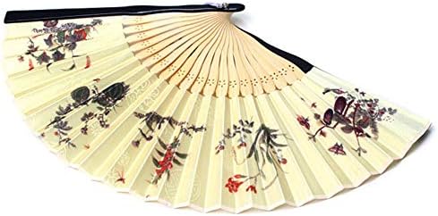 Fan de mână tradițional coreean de mătase de mătase de 8 Set cadou pachet de iarbă și insecte