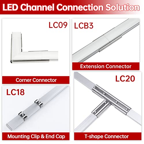 Muzata 4 perechi LED Channel Corner, 8. 5x18mm L-Shape adaptor Conector costum pentru Muzata U102 LED Channel, 90 grade unghi