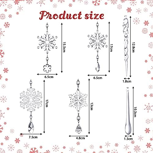 24 bucăți ornament de picătură de cristal de fulg acrilic acrilic xams acrilic fulg de zăpadă ornamente de Crăciun Craciun