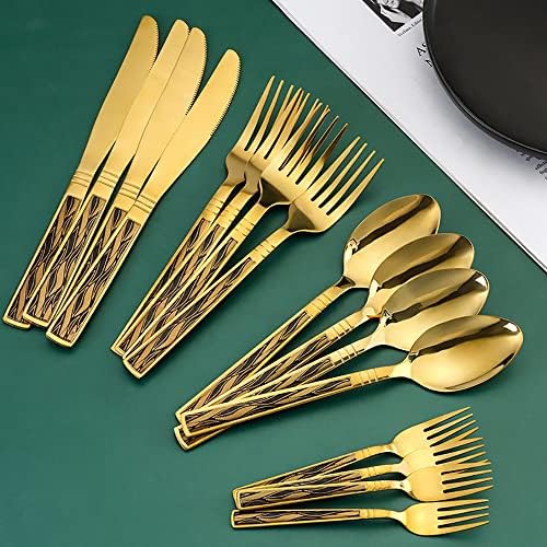 Set de argintărie Taiyoko, set de ustensile, set de tacâmuri din 25 de piese pentru 5, inclusiv furculiță și lingură de cuțit,