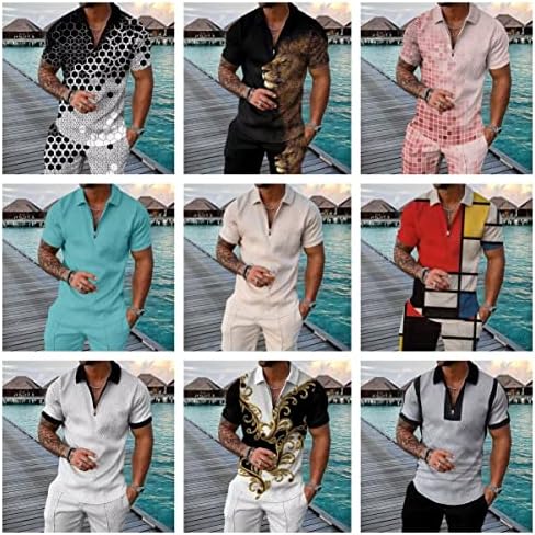 Seturi scurte pentru bărbați BIRW 2 piese Tricou Polo Fashion Tracksuits de vară Set casual Set de mânecă scurtă și pantaloni