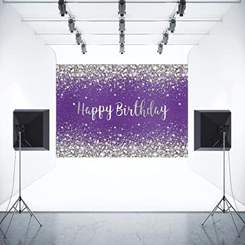Aperturee 10x7ft sclipici violet diamante Fericit Ziua de naștere fundal stralucind argint Bokeh puncte Femei fete fotografie