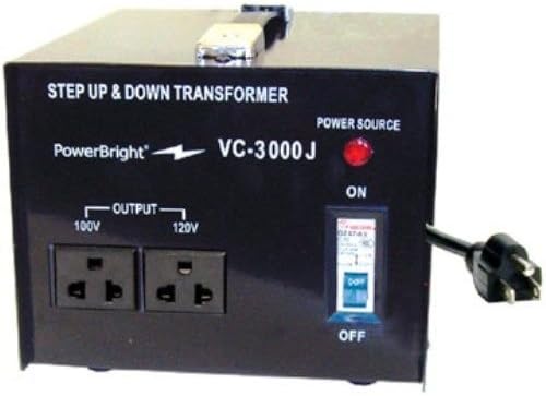 PowerBright VC-3000j transformator Japonez pas în sus/în jos, 3000 wați, convertește 100V la 120V și 120V la 100V