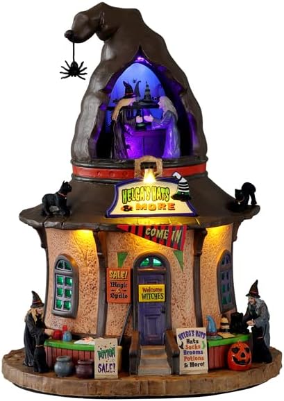Pălăriile lui Lemax Spooky Town Helga și mai multe case de Halloween