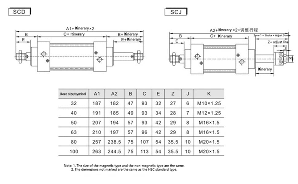 Othmro 1pcs Cilindru de aer SC32 X 75, 32mm/1,26 Plăcare 75mm/2,95 Cilindru de aer cu acțiune dublă, 1/8pt cu o singură tijă