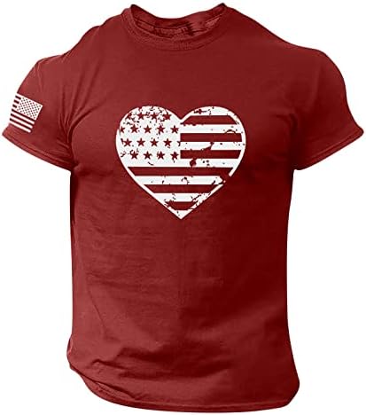 Miashui Sport T Shirt pentru barbati Mens vara Independence Day Moda Casual imprimate T Shirt maneca scurta Nation T Shirt