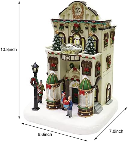 Moments In Time Christmas Village Building, magazinul de bijuterii Fine al lui Frosty cu lumini LED și muzică de Crăciun-adaptor