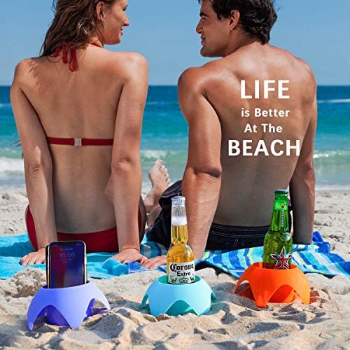 Suporturi pentru pahare cu nisip de plajă cu 8 pachete - Accesorii de plajă obligatorii pentru femei, adulți și familii în