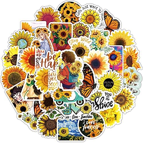 Nou autocolant de floarea -soarelui 50pcs You Are My Sunshine Vinyl Sticker Galben Floarea Sun Flower Fashion Kettle Notebook