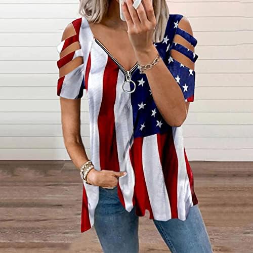 4 iulie tricouri pentru femei pentru femei pentru femei vara cu mânecă scurtă tunuri cu gât v-tops blaturi de pavilion american