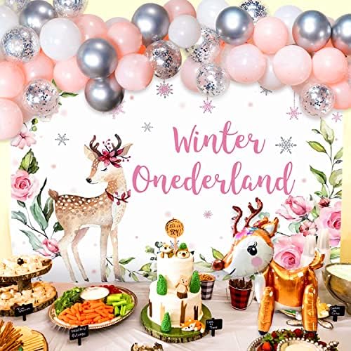 Jevenis Winter Onederland fundal Iarna Onederland Părtăm tematică pentru ziua de naștere Decorare ren baloane de iarnă pentru