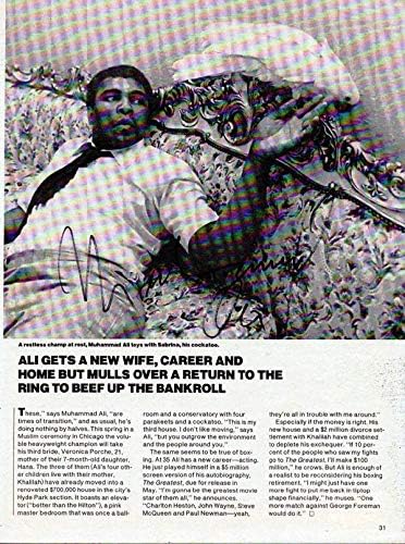 Muhammad Ali a autografat pagina revistei 8x11 fotografie vintage PSA / DNA H47276-reviste de box autografate