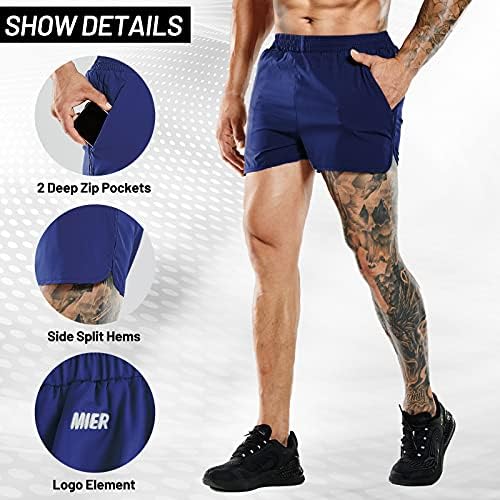 Mier Men ' s 3 inch Rapid uscat rulează pantaloni scurți linie ușor rezistent la apa atletic antrenament Activewear Zip buzunare