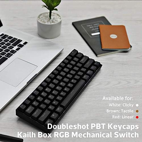 Anne Pro 2, 60% Tastatură mecanică cu fir/wireless - taste complete programabile - Adevărat RGB Backlit - Atingeți tastele