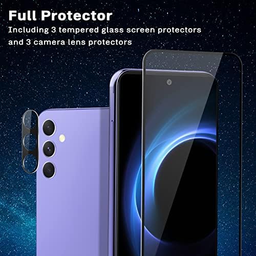 Casetego compatibil cu Galaxy A54 5g ecran Protector, 3 Pack HD sticlă + 3 Pack aparat de fotografiat lentilă Protector,caz