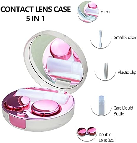 Carcasă pentru lentile de contact PBSGU cu șaibă curată, 5 în 1 Cutie de lentilă portabilă de contact cu lentile cu 4 PC -uri