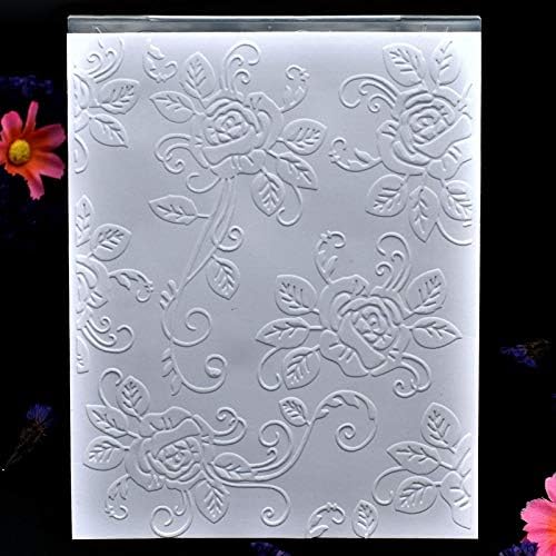 Kwan Crafts Flori Rose Flori nuntă Deco Plastic Foldere pentru embosare pentru crearea de cărți și alte meserii de hârtie,