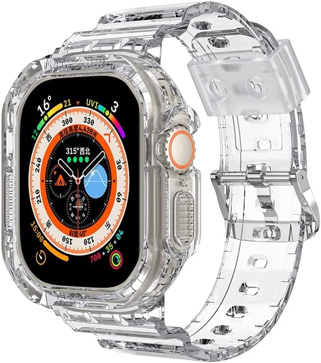 Carcasă de bandă clară Maalya Sport pentru Apple Watch Series 8 49mm Ultra Transparent Armor Silicon Strap Iwatch 8 Correa
