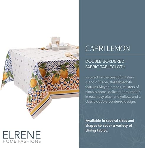 ERRENE FASHIONS DE HOME CAPRI LEMON LEMON BUN-BRONDERED MEDITERRANEAN țesătură de masă, dreptunghi, 60 inci x 144 inci