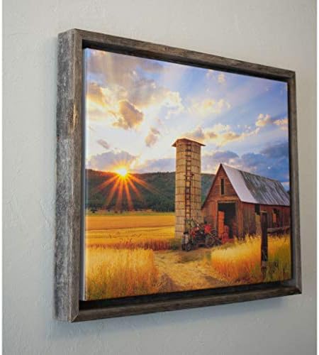 Barnwoodusa | Rustic Barnwood Canvas Frame | Pentru picturi în ulei și artă de perete | Gri rezistent natural | 18 x 24