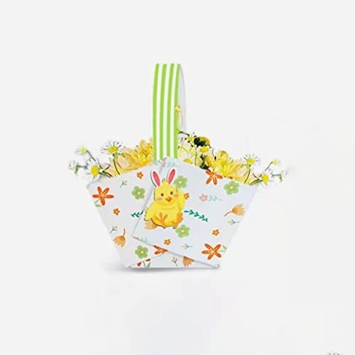 Nuobesty Bunny Decor 1 Set DIY Easter Bunny coșuri cadou Tote sac Cartoon ouă bomboane hârtie sac trata sac de iepure de Paști