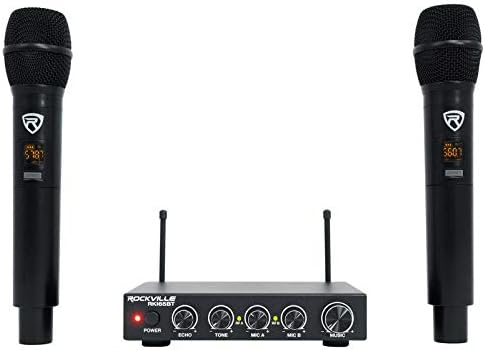 Rockville RKI65BT DUAL UHF microfoane wireless+interfață microfon karaoke Bluetooth, negru