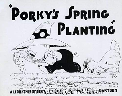 Porc Porky în plantarea de primăvară a lui Porky regizat de Frank Tashlin. Eliberat pe 25 iulie 1938. Studio Lobby Carte De