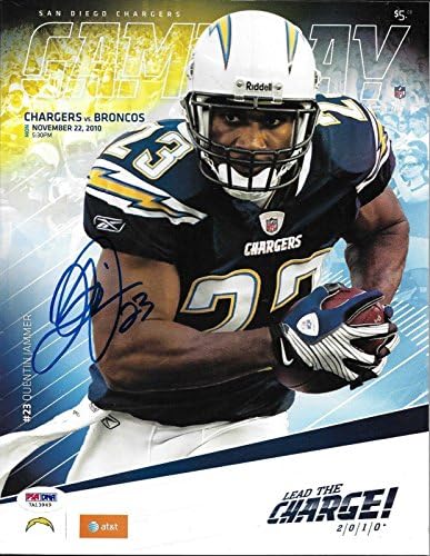 Quentin Jammer a semnat Programul de jocuri de fotbal Chargers 2010 PSA / DNA COA autograf-reviste NFL autografate