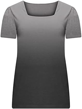 Annhoo juniori tricouri cu imprimeu Gradient Bluze relaxate tricouri tricouri cu mânecă scurtă cu guler pătrat cu gât 2023