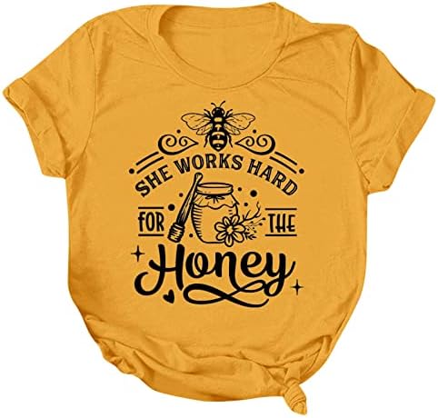 voplct tricou pentru femei vara albine zi Tees Grafic Vrac Casual maneca scurta Topuri Crewneck jos Rezervor Topuri