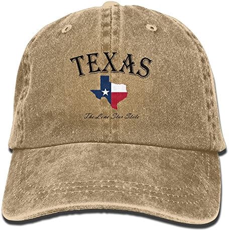 HDRAY Unisex Adult Texas Lone Star State spălat Denim bumbac Sport În aer liber Pălărie de Baseball reglabil O mărime