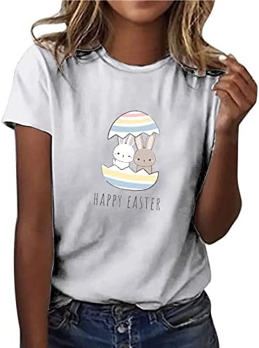 Tricou fericit de Ziua Paștelui pentru femei drăguțe ouă de iepuraș tricouri de vară imprimate 2023 Topuri Cu mânecă scurtă