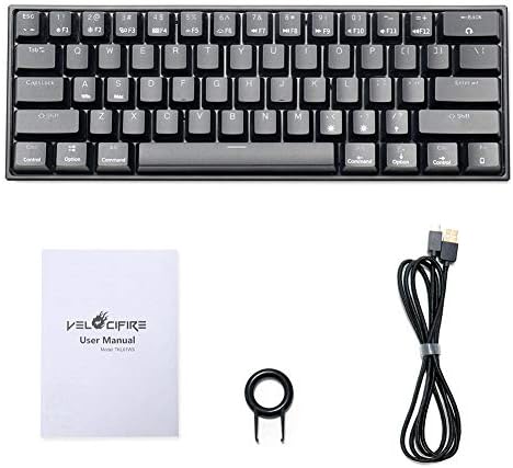 Tastatură mecanică Bluetooth fără fir VELOCIFIRE, M1 TKL61WS 61-cheie 60% comutator maro tactil mini tastatură mecanică portabilă
