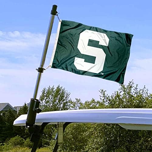 Michigan State University Golf Cart Flag și Flag Pol Holder Set Mount Set