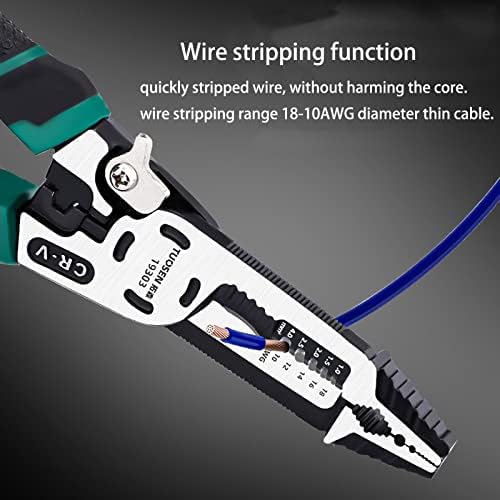 DDMISPO 9 inch 10-in-1 Instrument de stripper de sârmă, tăieturi de cablu, C-RV Clestele cu ac multifuncțional pentru tăiere