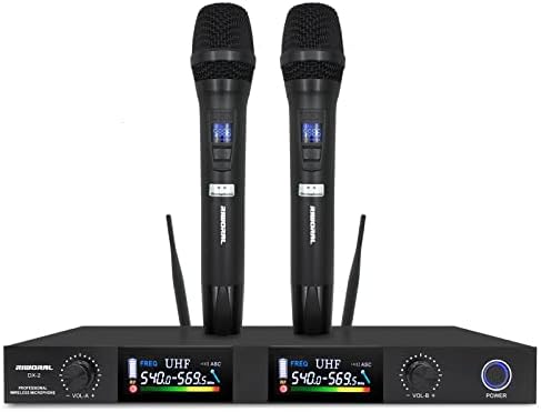 Riworal Wireless Sistem de microfon portabil cu canal dublu UHF fără fir fără fir fără fir cu infraroșu de lucru Gama de lucru