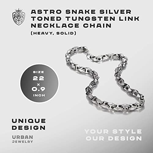 Bijuterii urbane unice Astro Snake 22 inci Tungsten pentru bărbați Tungsten tonifiat sau lanț de legături de argint