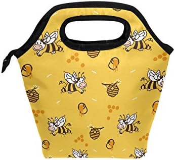 Micul meu cuib izolat Cooler Tote sac de prânz fericit vacă albine Miere de lucru Picnic alimente Organizator Lunchbox pentru