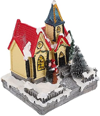 Adoofan 2pcs Figurine Figurină Satul de acasă Ornamente de zăpadă Scena decorativă Luminoasă Construcții interioare decorațiuni