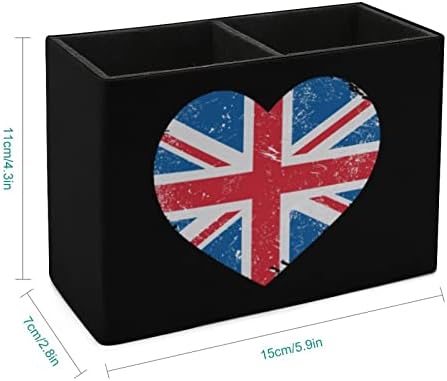 Marea Britanie Marea Britanie Retro Heart Flag Pu Piele Pen Cupa Creion Suport pentru Cupa Desk Organizator Caseta desktop